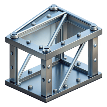 spectacular calm baroque Steel frame building bolted connection detail, NO BACKGROUND with Transparent Background. museum quality png