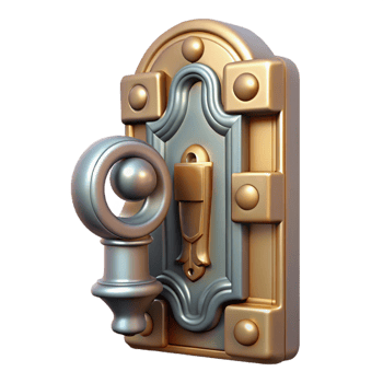 nostalgic beautiful Art Nouveau building door hardware, NO BACKGROUND with Transparent Background. premium png