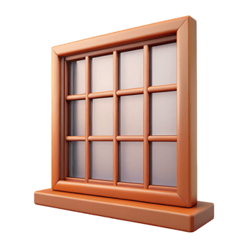 glorious industrial Craftsman bungalow window frame and mullions, NO BACKGROUND with Transparent Background. detailed png