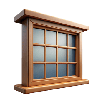 memorable creative Craftsman bungalow window frame and mullions, NO BACKGROUND with Transparent Background. handcrafted png