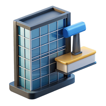 vibrant rare Modern skyscraper window cleaning platform, NO BACKGROUND with Transparent Background. png