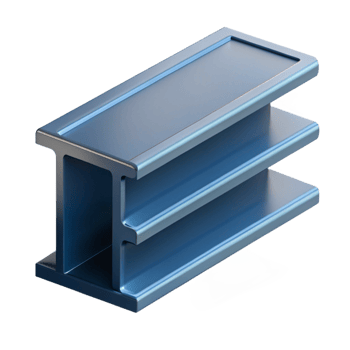 inspired art deco Steel beam I-beam cross-section detail, NO BACKGROUND with Transparent Background. studio quality png