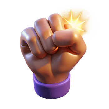 memorable baroque A powerful, clenched fist radiating magical energy. NO BACKGROUND with Transparent Background. 4K png