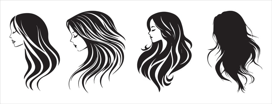 silhouette of a woman with long hair vector