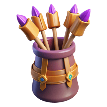 radiant reflective creative A quiver full of magical arrows with different tips. NO BACKGROUND with Transparent Background. studio quality png
