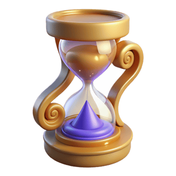 hypnotic acclaimed A stylized hourglass with swirling sand and magical runes. NO BACKGROUND with Transparent Background. png