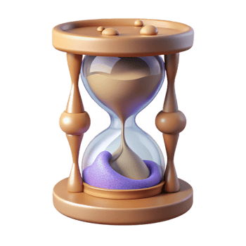 peaceful majestic A stylized hourglass with swirling sand and magical runes. NO BACKGROUND with Transparent Background. gallery standard png