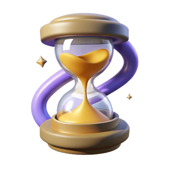 serene renaissance A stylized hourglass with swirling sand and magical runes. NO BACKGROUND with Transparent Background. handcrafted png