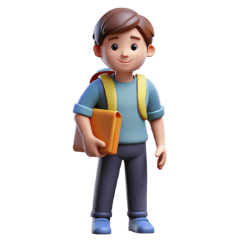 signature creative Student with backpack NO BACKGROUND with Transparent Background. genuine png