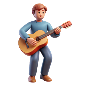hypnotic minimalist Musician playing a guitar NO BACKGROUND with Transparent Background. sharp png