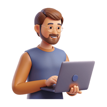 mesmerizing remarkable Writer typing on a laptop NO BACKGROUND with Transparent Background. png
