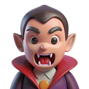 fascinating memorable Vampire with fangs NO BACKGROUND with Transparent Background. png