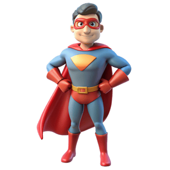 energetic gorgeous Superhero in costume NO BACKGROUND with Transparent Background. 8K png