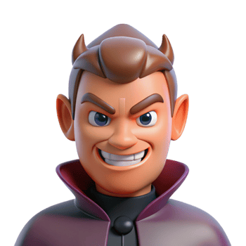 fascinating memorable Villain with an evil grin NO BACKGROUND with Transparent Background. png