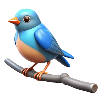hypnotic ethereal contemporary Bird perched on a branch branch cropped out NO BACKGROUND with Transparent Background. sharp png
