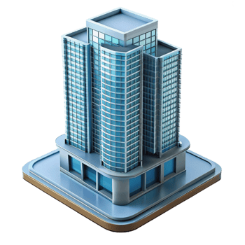 alluring nostalgic nordic Modern skyscraper architectural model, NO BACKGROUND with Transparent Background. masterfully captured png