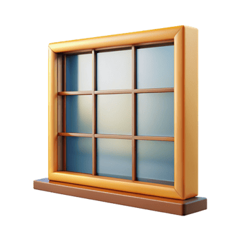 unparalleled elegant Mid-century modern window frame, NO BACKGROUND with Transparent Background. high resolution png