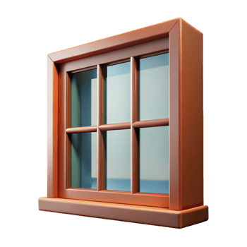nostalgic breathtaking Mid-century modern window frame, NO BACKGROUND with Transparent Background. professional png