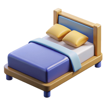 unforgettable minimalist Bed frame, NO BACKGROUND with Transparent Background. museum quality png