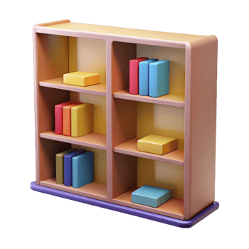 impressive distinguished Bookshelf, NO BACKGROUND with Transparent Background. png