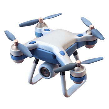 magnificent reflective elegant Drone quadcopter camera aerial photography NO BACKGROUND with Transparent Background. 8K png