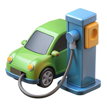 striking modern Electric car charging station plug-in hybrid NO BACKGROUND with Transparent Background. high resolution png