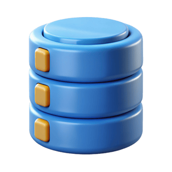 playful fascinating Database icon data storage information management NO BACKGROUND with Transparent Background. flawless png