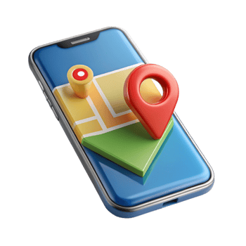 pristine abstract Smartphone with navigation app map displayed NO BACKGROUND with Transparent Background. sharp png