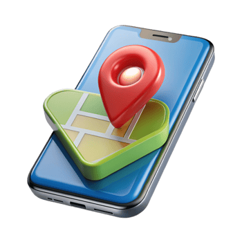 alluring acclaimed Smartphone with navigation app map displayed NO BACKGROUND with Transparent Background. png
