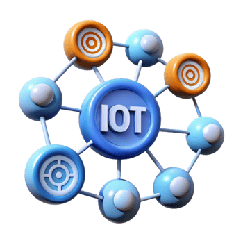 elegant dynamic avant-garde Internet of Things IoT connected devices network NO BACKGROUND with Transparent Background. high resolution png