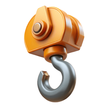 pristine dreamy art deco Construction crane hook, NO BACKGROUND with Transparent Background. precision png