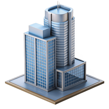 energetic glorious Modern skyscraper architectural model, NO BACKGROUND with Transparent Background. genuine png