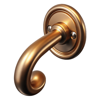elegant dynamic industrial Door handle, brass, NO BACKGROUND with Transparent Background. premium png