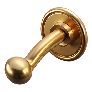 immaculate celebrated Door handle, brass, NO BACKGROUND with Transparent Background. png