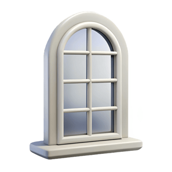 exemplary art deco Window frame, white, NO BACKGROUND with Transparent Background. crisp png