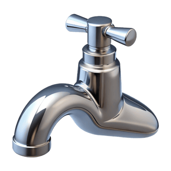 romantic hypnotic Faucet, chrome, NO BACKGROUND with Transparent Background. 8K png