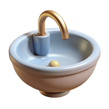 wonderful reflective victorian Sink, porcelain, NO BACKGROUND with Transparent Background. 4K png