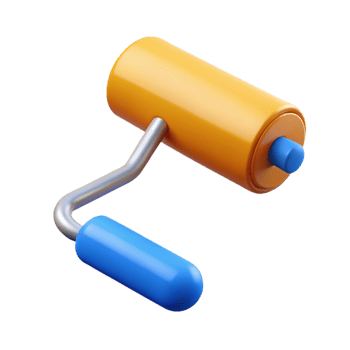 enchanting minimalist Roller brush, NO BACKGROUND with Transparent Background. masterfully captured png