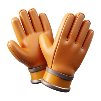 sumptuous vintage Safety gloves, leather, NO BACKGROUND with Transparent Background. studio quality png
