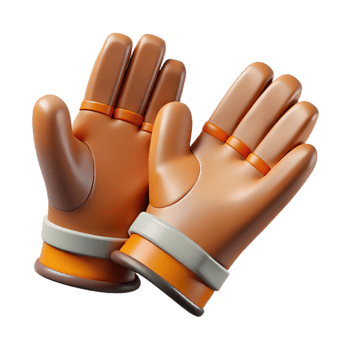 mysterious dazzling Safety gloves, leather, NO BACKGROUND with Transparent Background. 8K png