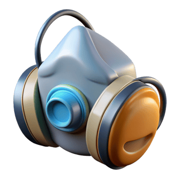 dazzling calm gothic Dust mask, NO BACKGROUND with Transparent Background. masterfully captured png