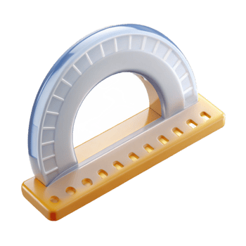 gorgeous renaissance Protractor, clear plastic, NO BACKGROUND with Transparent Background. high quality png