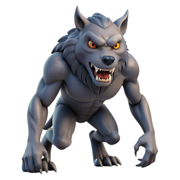 hypnotic distinctive A fearsome werewolf, mid-transformation, snarling ferociously. NO BACKGROUND with Transparent Background. png