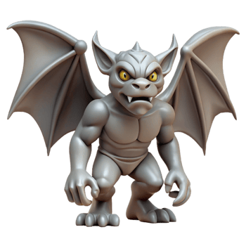 gorgeous distinguished A fierce gargoyle statue, wings spread. NO BACKGROUND with Transparent Background. png