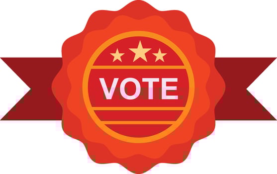 A red and orange badge with the word vote vector