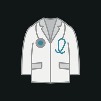 Doctors coat icon represents frontline heroes and care ideal for health related events and informational graphics vector