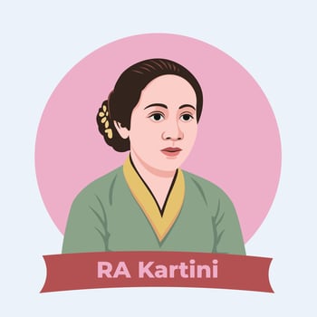 RA Kartini Day Portrait Flat Illustration vector