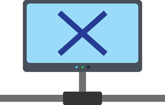 A computer monitor with an x on it vector