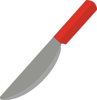 A knife with a red handle on a white background vector