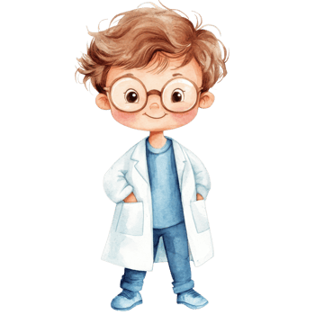 Boy wearing a lab coat on transparent background. png